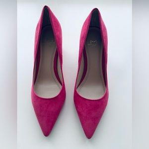 Marc Fisher Zala Block Heel Pointy Toe Pump - MEDIUM PINK SUEDE 7M